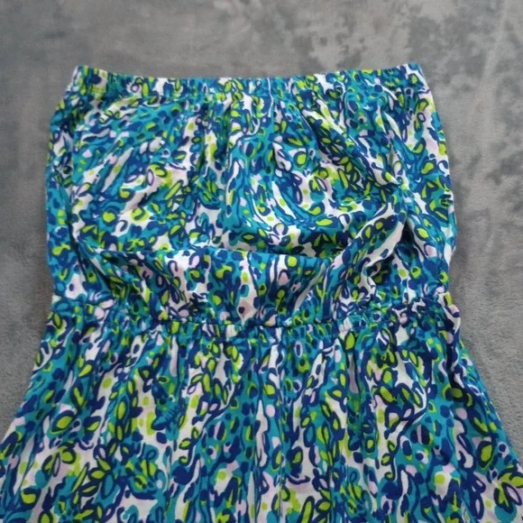 Lilly Pulitzer Windsor Sea Strapless Dress Womens Small Blue Green Pima Cotton - Picture 3 of 16